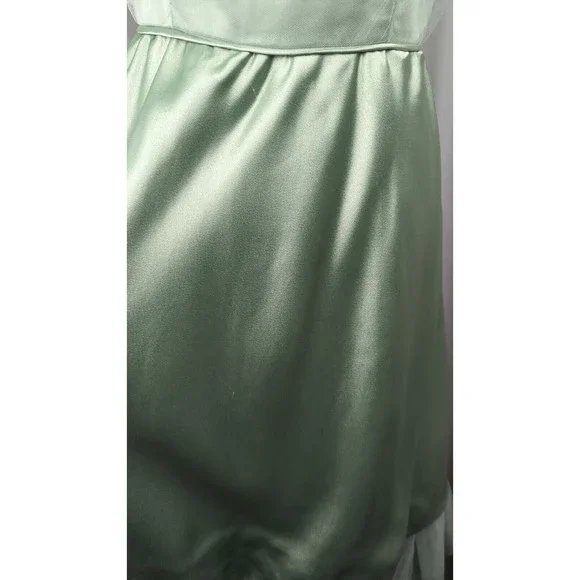 Vintage 50s Tulle Prom Dress Seafoam Green Satin Silk Halter Ruched Mint XXS XS - Picture 5 of 13